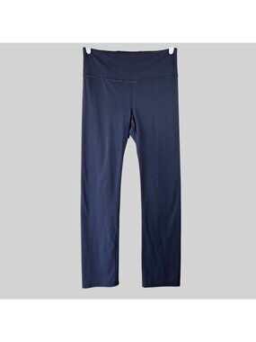 Athleta Straight Athleisure Pants L Blue High Rise Pull On Workout Yoga Leggings